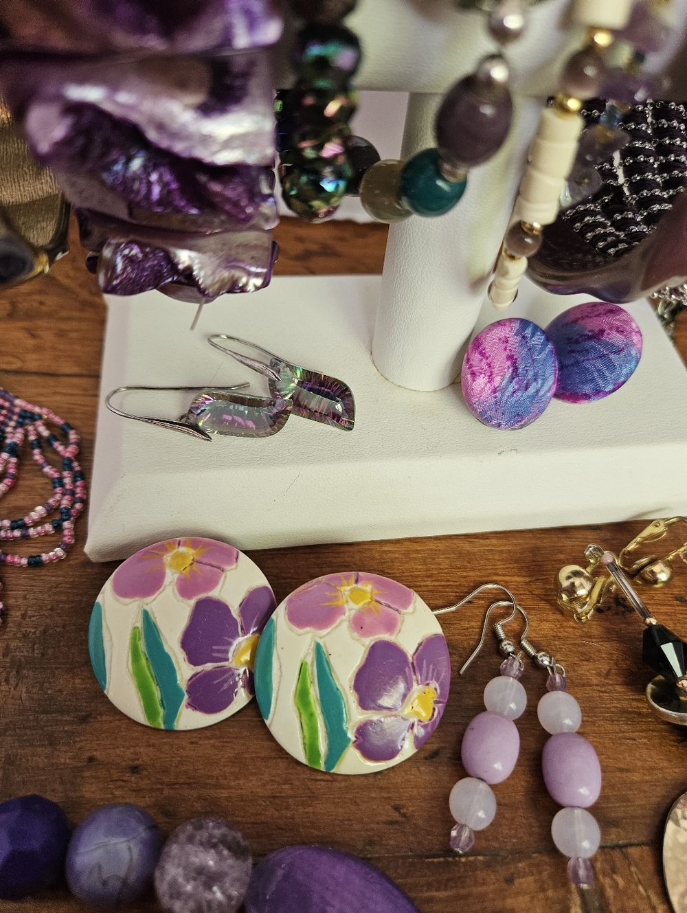 Large Purple Estate Jewelry Lot Vintage To Modern Assorted Wearable Violet - Picture 11 of 15